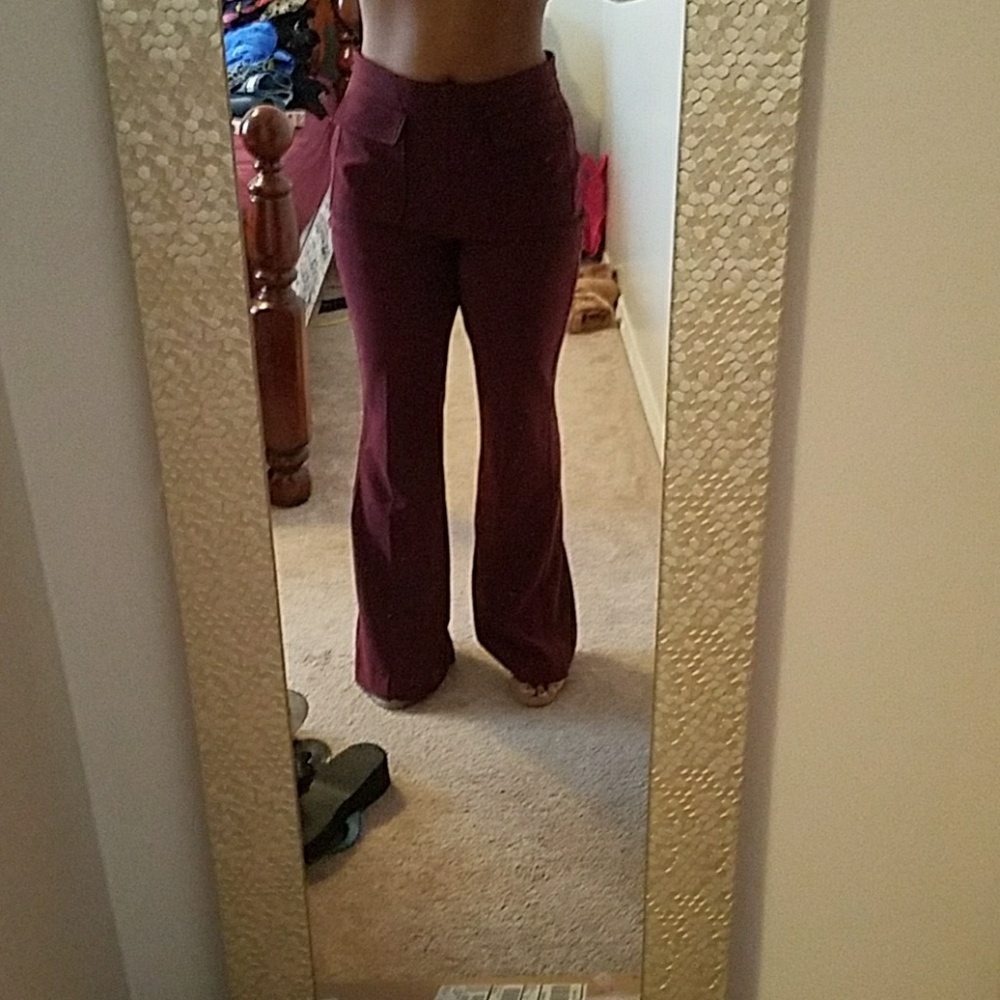 Forever 21 burgundy high-waisted flare pants